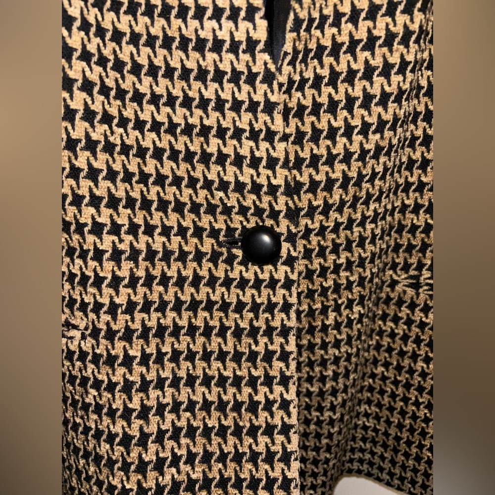 VTG 80s Christian Dior Womens Houndstooth Wool Blazer Jacket Career Black Sz 18 - Picture 4 of 10